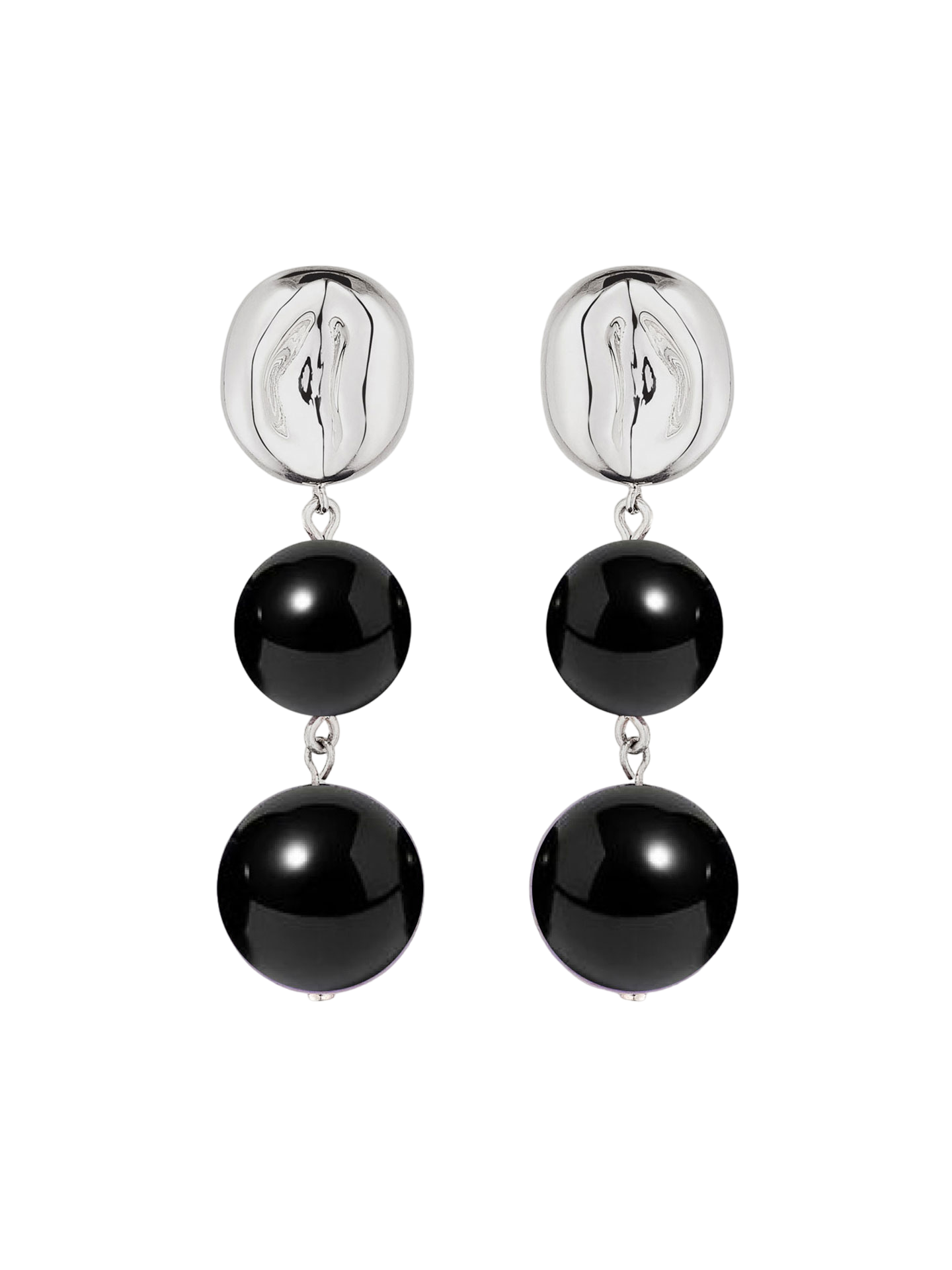 Valentine earrings - sterling silver & black onyx